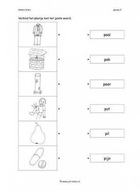 Leren lezen - P woord verbinden 2