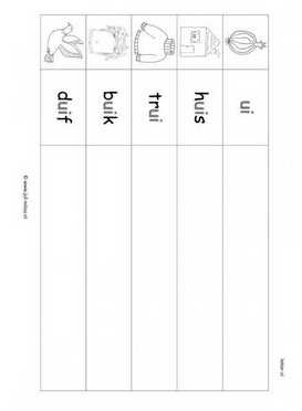 Leren lezen Ui woorden stempelen 1