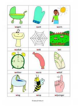Leren lezen - W woordkaartjes 2
