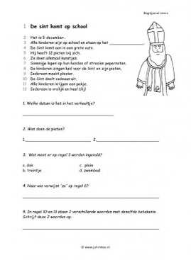 Begrijpend lezen - De sint komt op school