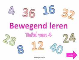 Digibord - Bewegend leren tafel van 4 langzaam