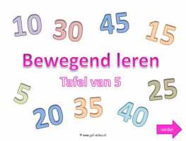 Digibord - Bewegend leren tafel van 5 langzaam