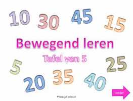 Digibord - Bewegend leren tafel van 5 langzaam