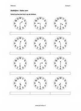 Cito - rekenen - tijd - Klokkijken halve uren 02