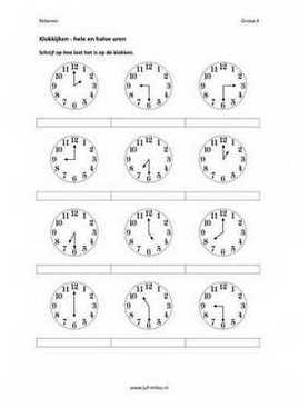 Cito - rekenen - tijd - Klokkijken heel en half 02