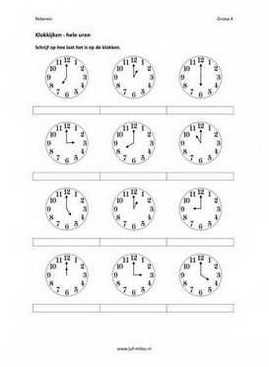 Cito - rekenen - tijd - Klokkijken hele uren 01