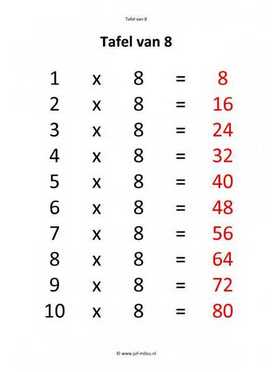 Rekenen - 01 tafel van 8