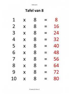 Rekenen - 01 tafel van 8