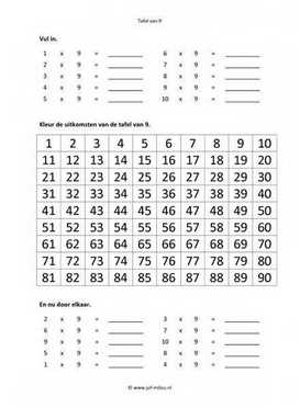 Rekenen - 02 tafel van 9