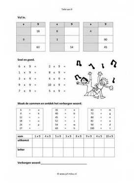 Rekenen - 06 tafel van 9