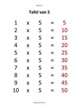 Rekenen - 01 tafel van 5