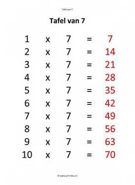 Rekenen - 01 tafel van 7