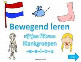 Digibord - Flitsen rijtjes klankgroep op a e o i u